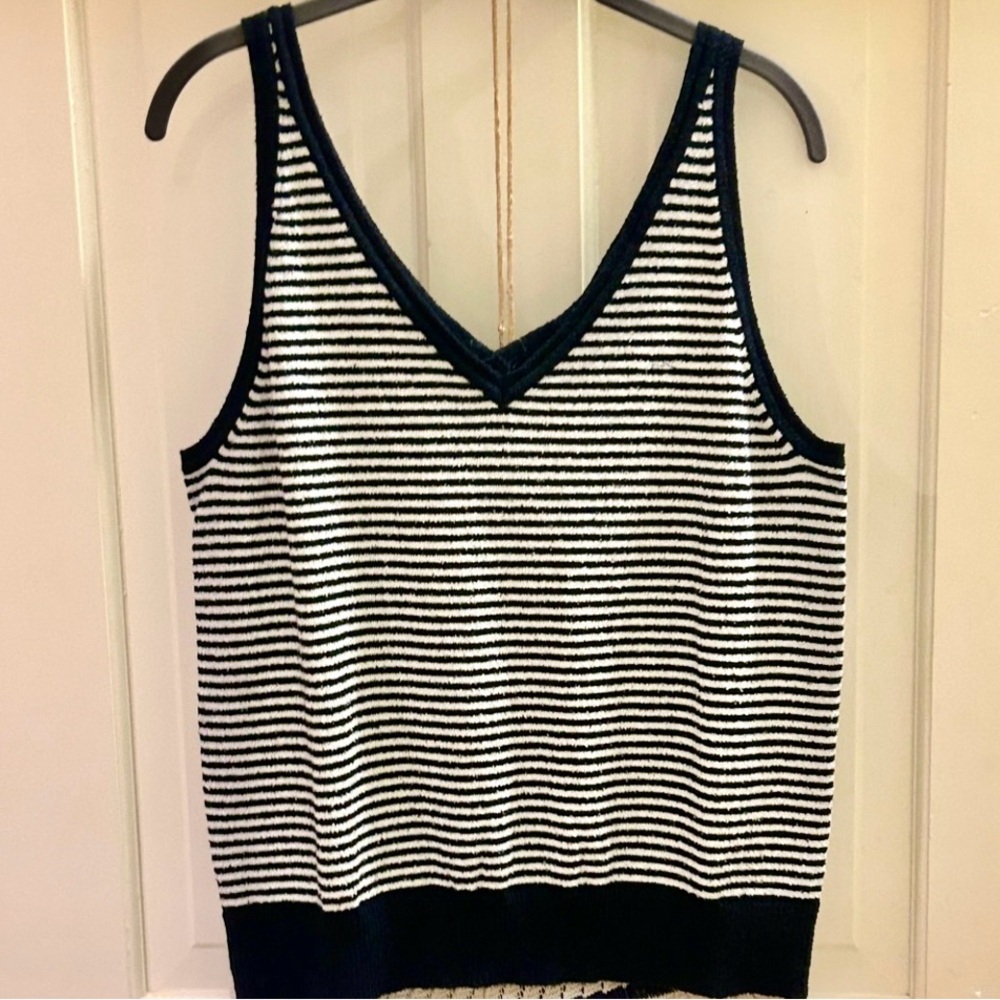 Striped Knit Navy Blue Stripe Nautica Terry Beach Cloth Size XL